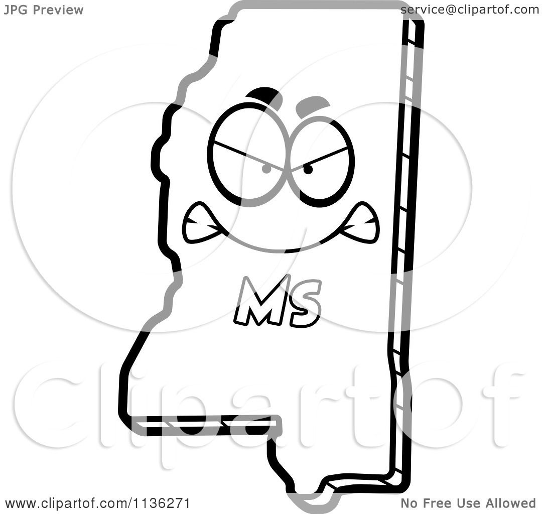 Cartoon Clipart Of An Outlined Mad Mississippi State Character 1080x1024 Cartoon Clipart Of An Outlined Mad Mississippi State Character