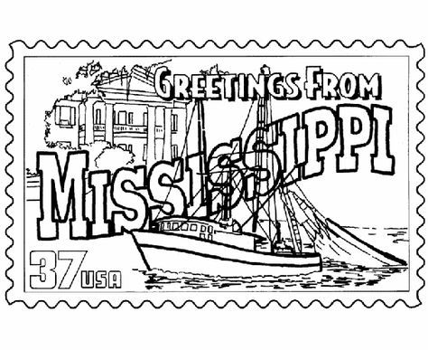 Mississippi State Stamp Coloring Page Color Sheeys 474x387 Mississippi State Stamp Coloring Page Color Sheeys