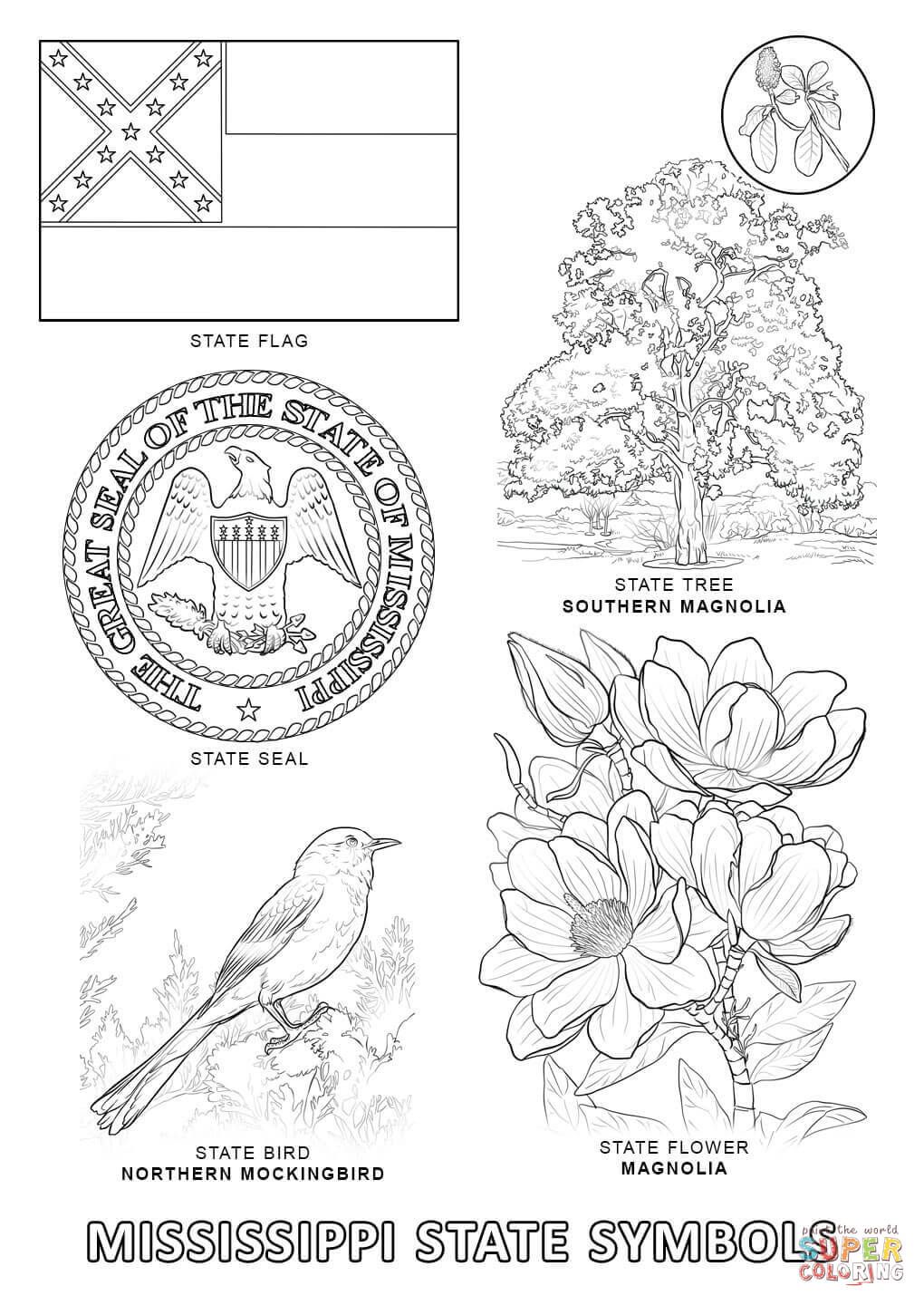 Mississippi State Symbols Coloring Page Free Printable Coloring 1020x1440 Mississippi State Symbols Coloring Page Free Printable Coloring