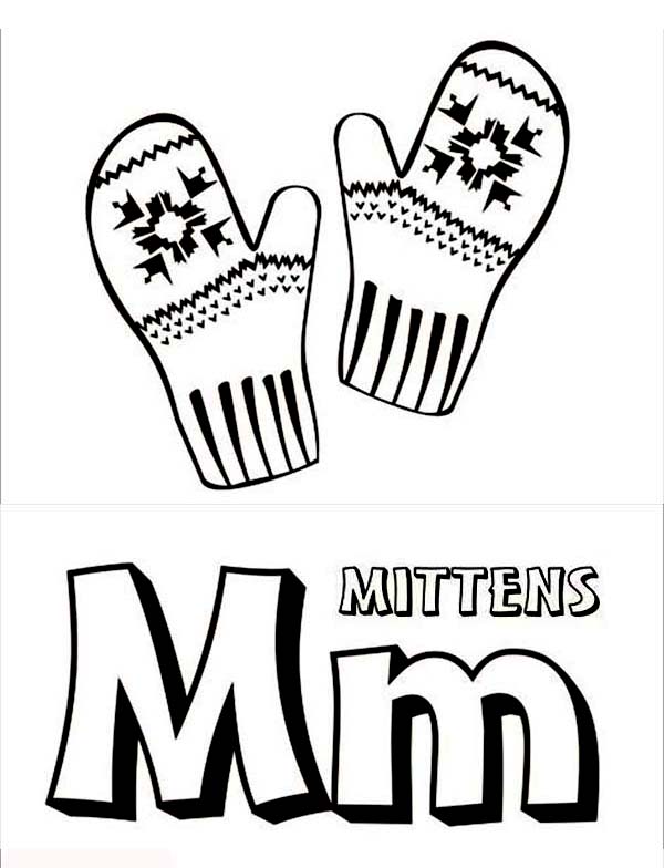 600x784 Letter M For Mitten Coloring Page