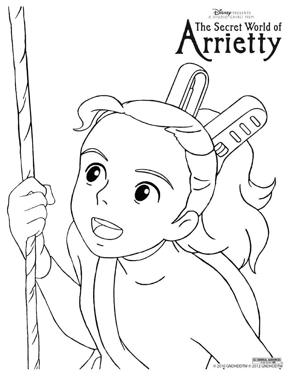 931x1207 Simple Ponyo Printable Coloring Pages Arrietty Colouring Page