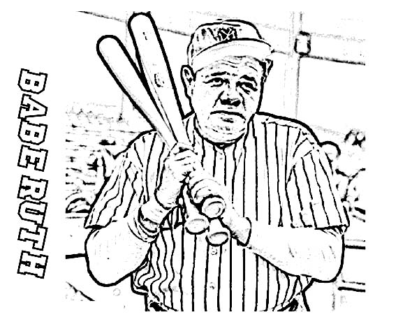 600x464 Babe Ruth, The Baseball Legend In Mlb Coloring Page Color Luna