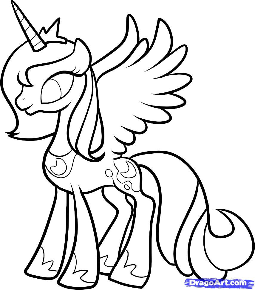 855x970 Mlp Printable Coloring Pages How To Draw Luna Princess My Unusual
