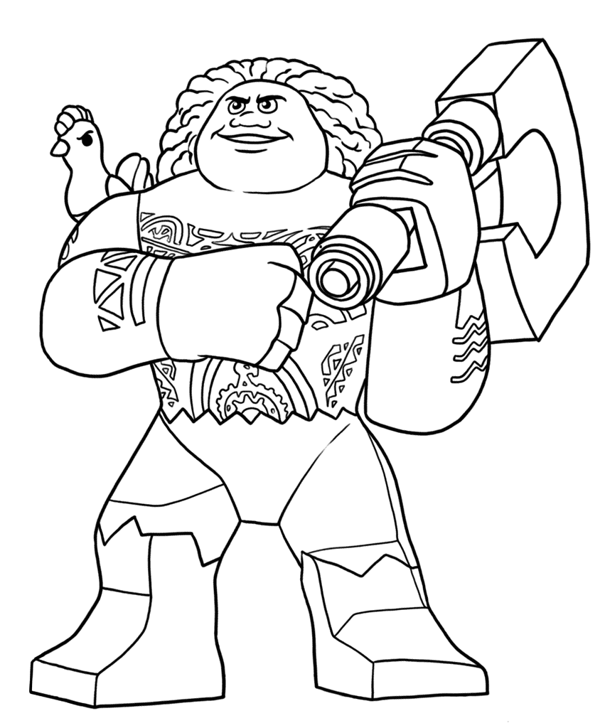Lego Moana Coloring Page Maui 851x1024 Lego Moana Coloring Page Maui