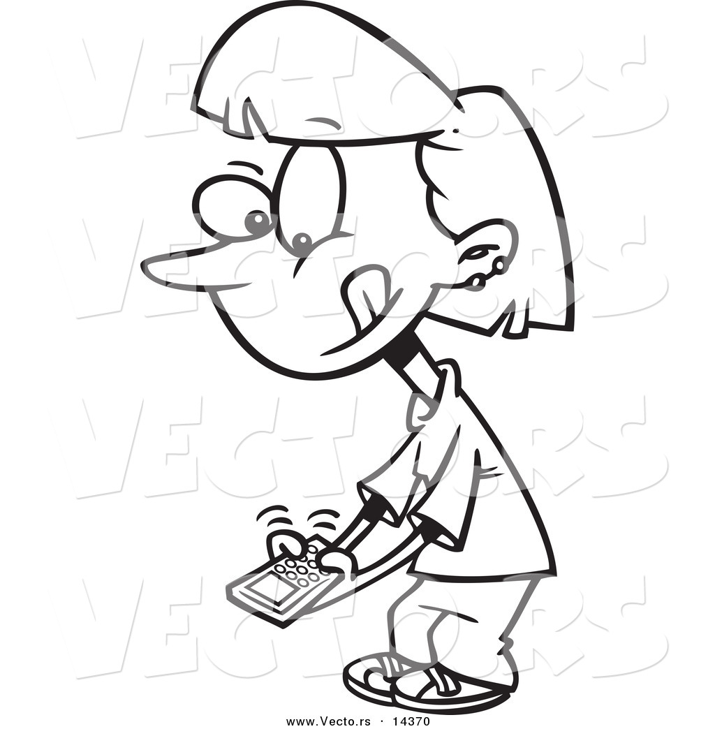 Vector Of A Cartoon Little Girl Texting On A Cell Phone 1024x1044 Vector Of A Cartoon Little Girl Texting On A Cell Phone