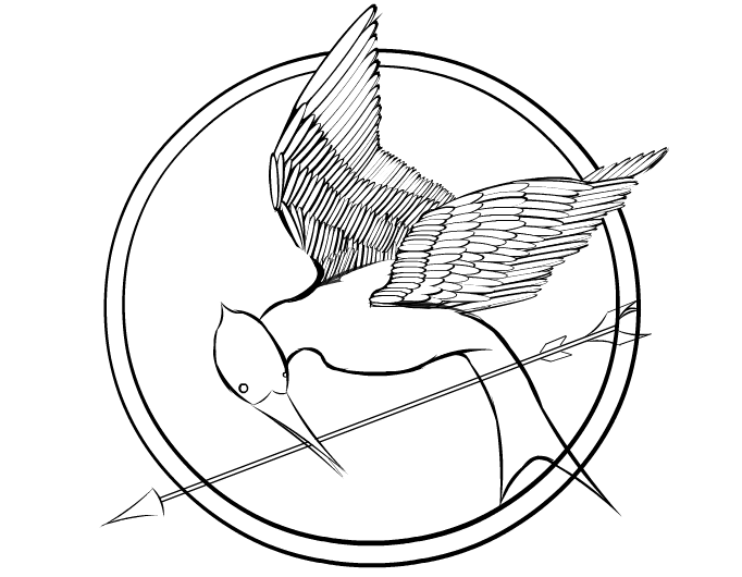 Hunger Games Mockingjay Coloring Page 682x530 Hunger Games Mockingjay Coloring Page