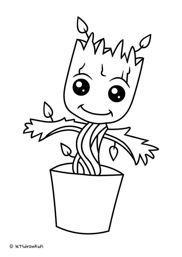Cartoon Groot Coloring Page 595x842 Cartoon Groot Coloring Page