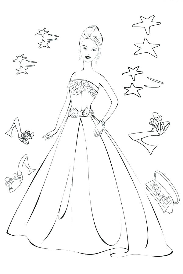 600x899 Coloring Pages Of Dresses Glamorous Wedding Dress Coloring Page