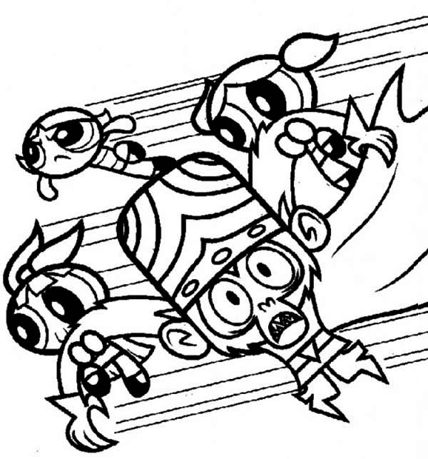 600x643 The Powerpuff Girls Catch Mojo Jojo Coloring Page Color Luna