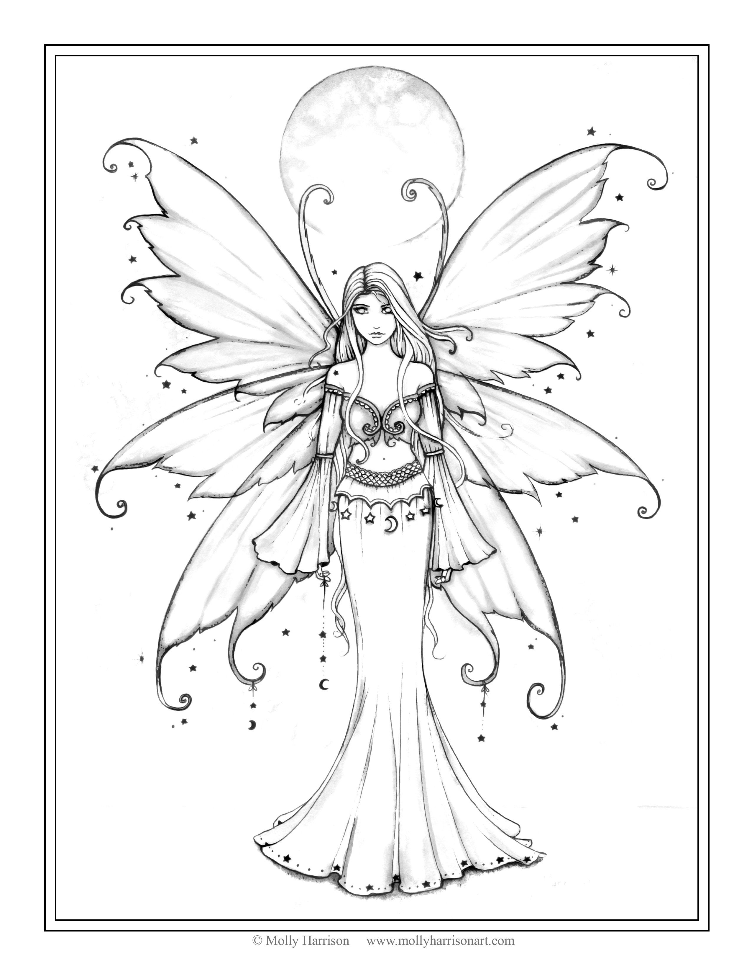 2550x3300 Free Fairy Coloring Page By Molly Harrison Fantasy Art December