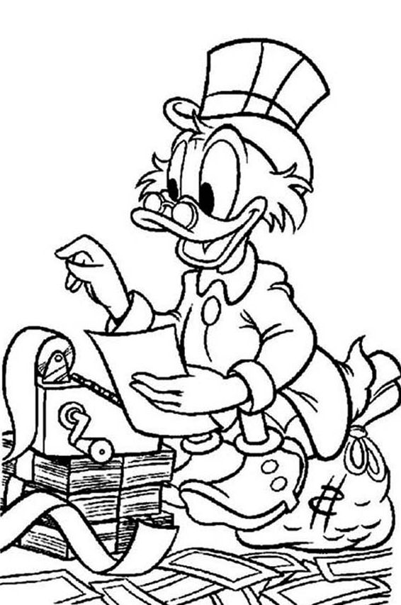 Scrooge Mcduck Counting Money Scrooge Mcduck Coloring Pages 566x853 Scrooge Mcduck Counting Money Scrooge Mcduck Coloring Pages