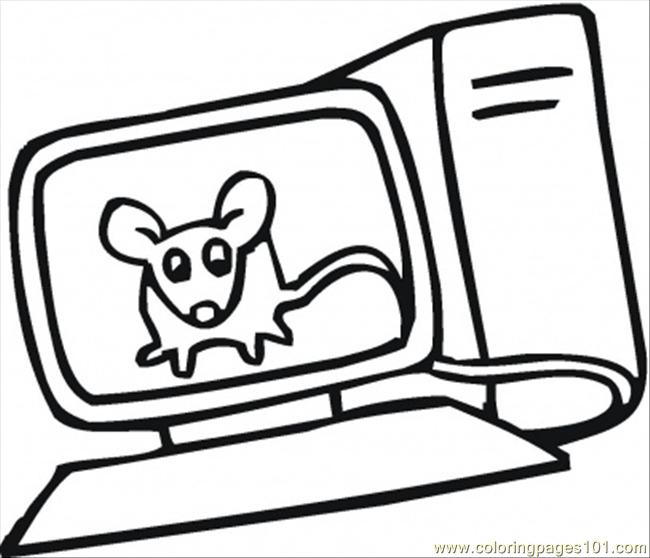 Mouse In The Monitor Coloring Page 650x558 Mouse In The Monitor Coloring Page