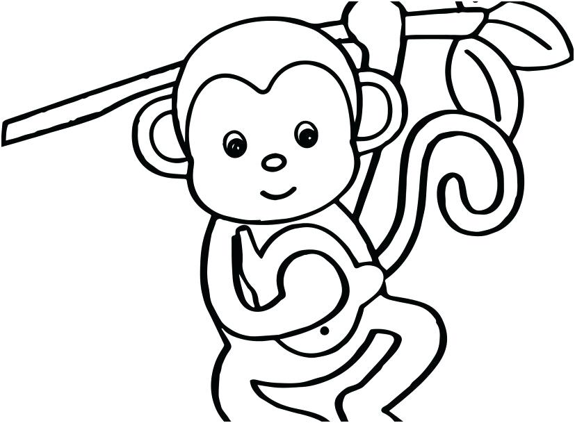 827x609 Baby Monkey Coloring Pages Coloring Pages For Monkey New Baby