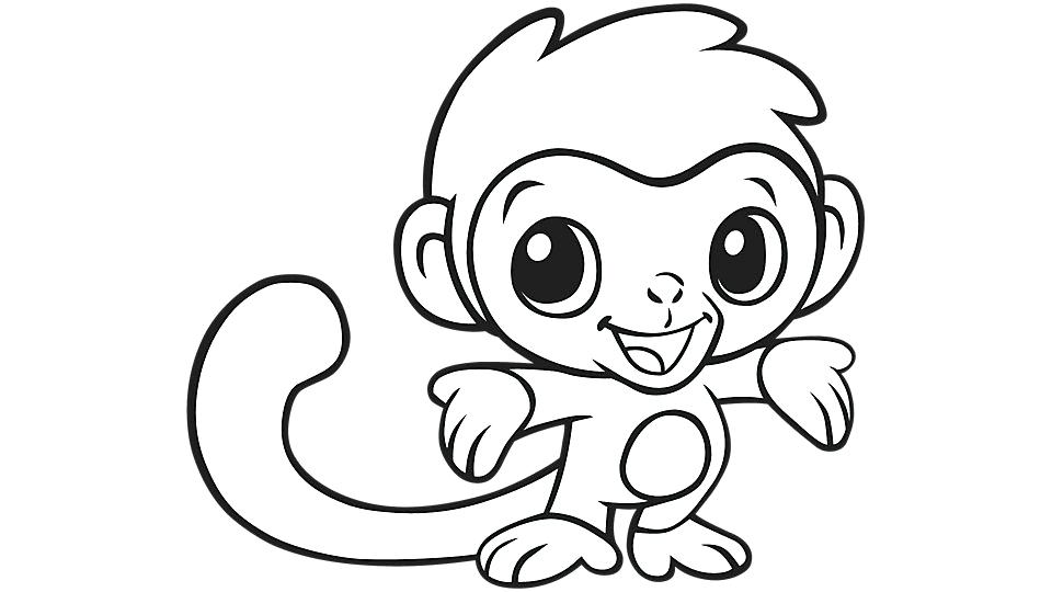 960x540 Monkey Coloring Pages Coloring Pages Of A Monkey Free Printable