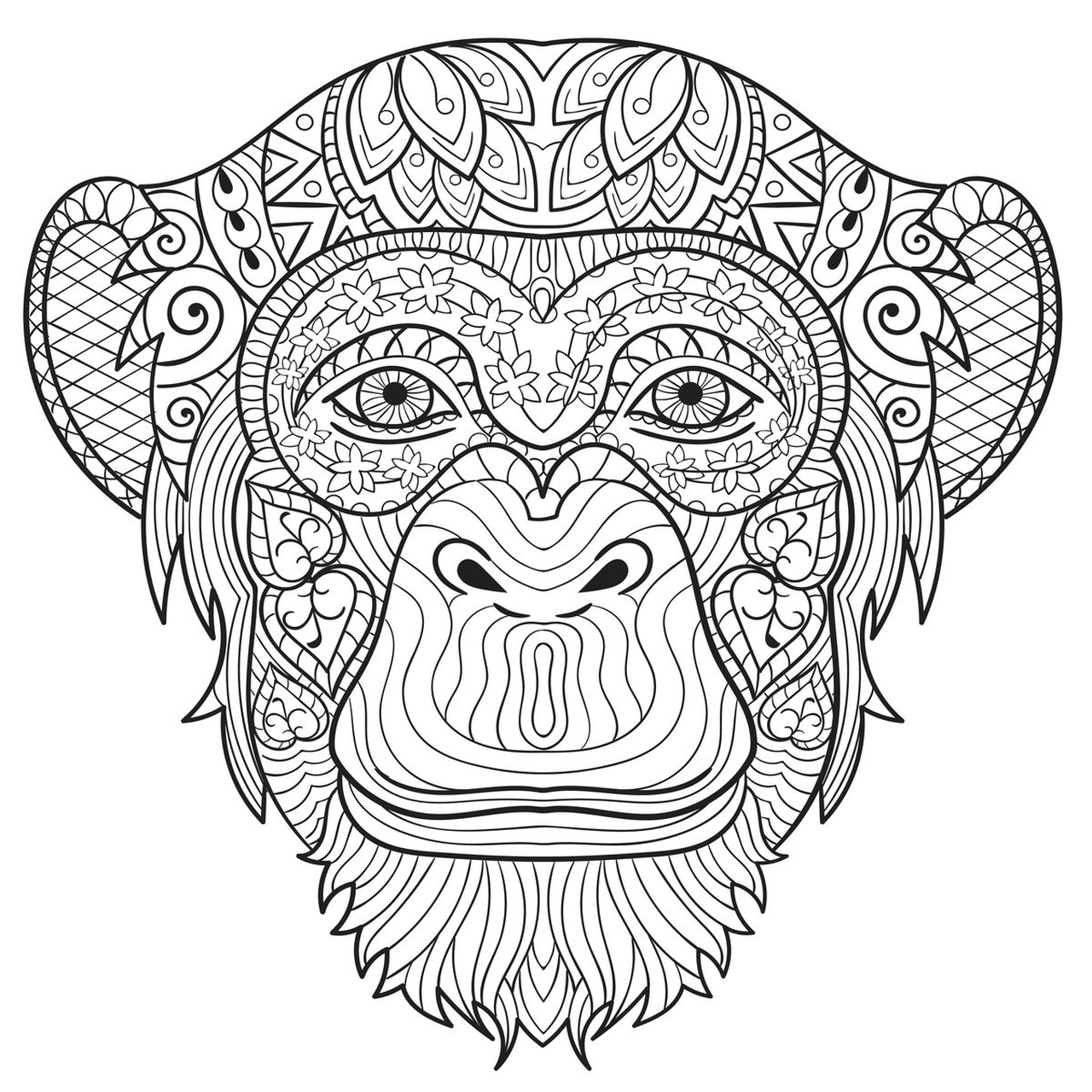 1280x1280 Fresh Design Monkey Coloring Pages Get This For Adults 31902