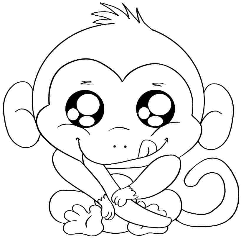 818x810 Baby Monkey Coloring Pages Printable