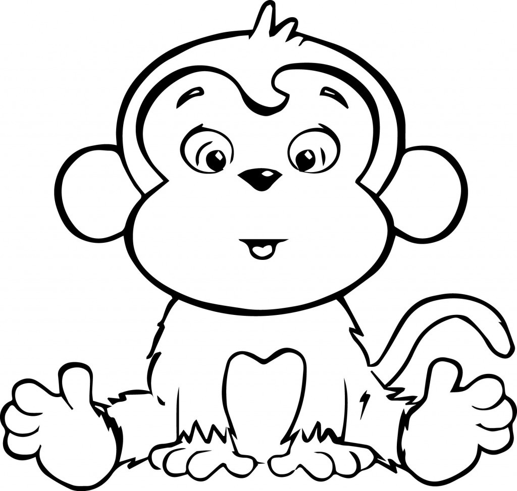 Baby Monkey Coloring Pages Printable Throughout Amazing Cute 1024x973 Baby Monkey Coloring Pages Printable Throughout Amazing Cute
