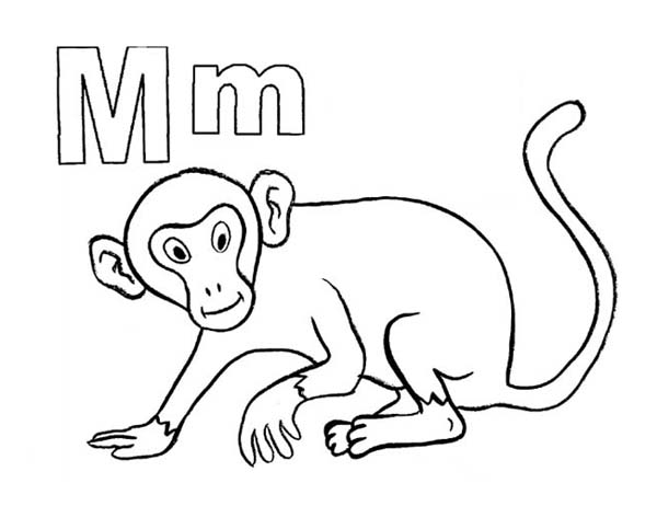 M Letter For Mr Monkey Coloring Page 600x462 M Letter For Mr Monkey Coloring Page