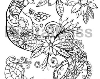 340x270 Doodle Adult Coloring Printable Coloring Pages Zen Art Floral