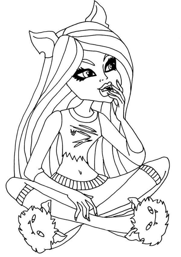 Clawdeen Wolf Wondering In Monster High Coloring Page Color Luna 600x851 Clawdeen Wolf Wondering In Monster High Coloring Page Color Luna