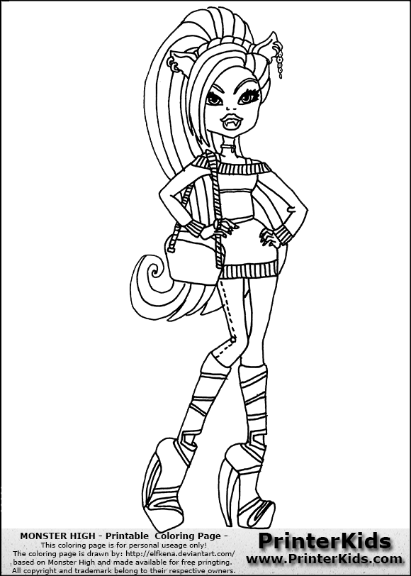 Monster High Clawdeen Coloring Pages 580x812 Monster High Clawdeen Coloring Pages