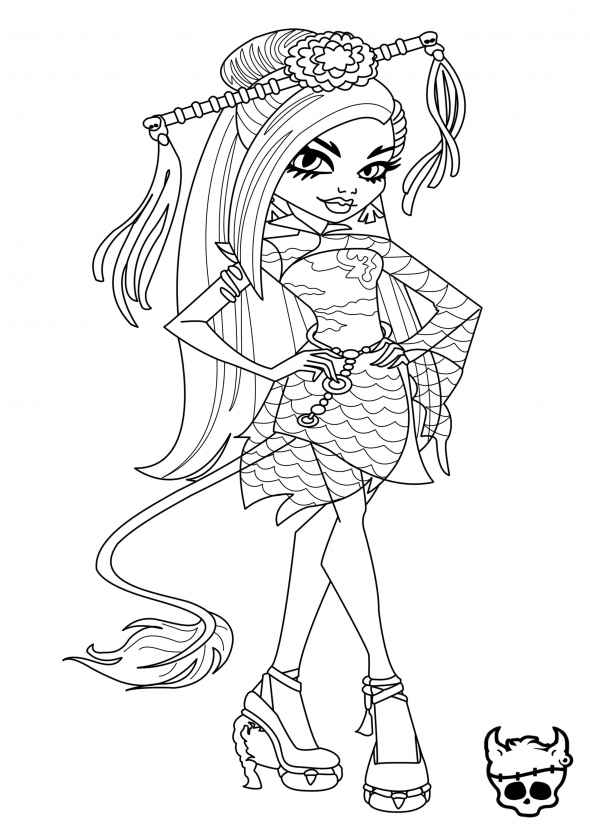 Jinafire Long Monster High Coloring Page 590x834 Jinafire Long Monster High Coloring Page