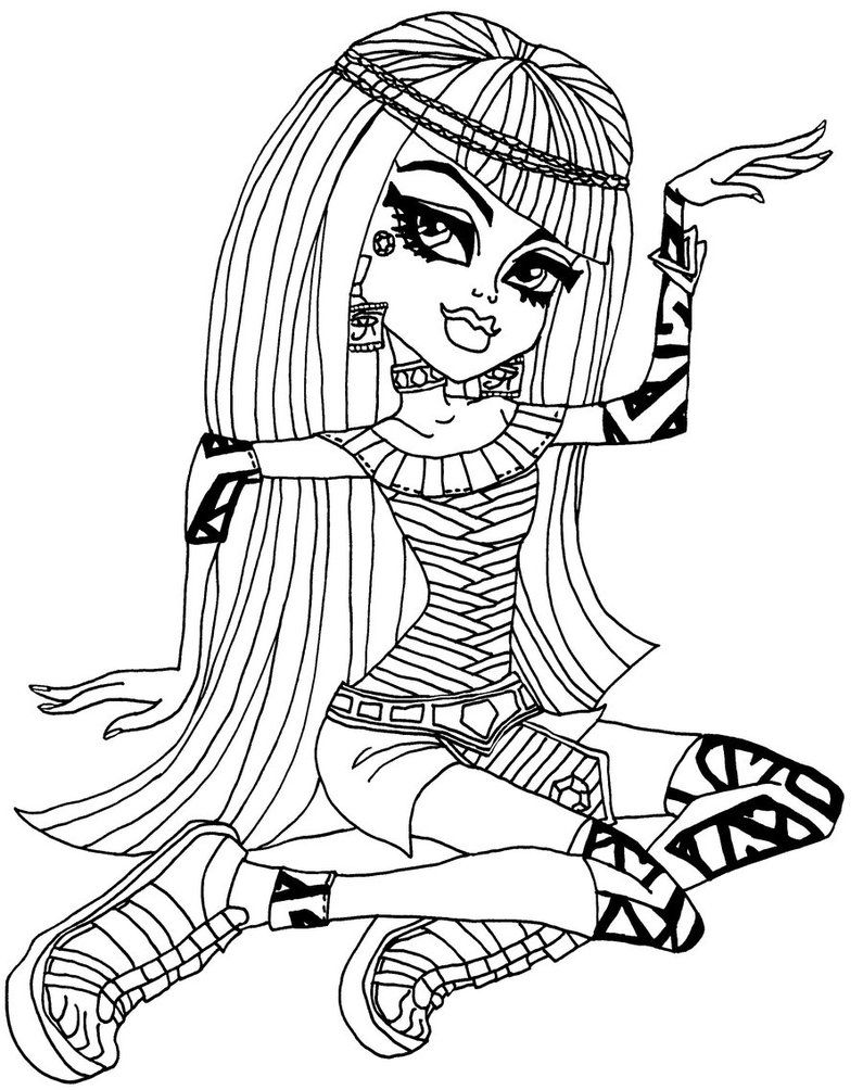 Monster High Coloring Pages Printable Monster High Cleo Bw By 795x1004 Monster High Coloring Pages Printable Monster High Cleo Bw By