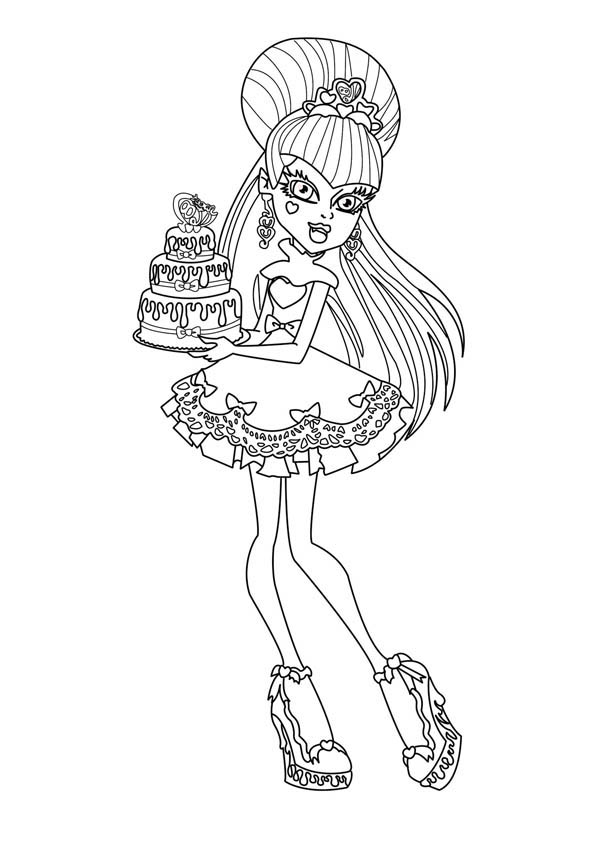 Monster High Character Bring Birthday Cake Coloring Page Color Luna 600x849 Monster High Character Bring Birthday Cake Coloring Page Color Luna