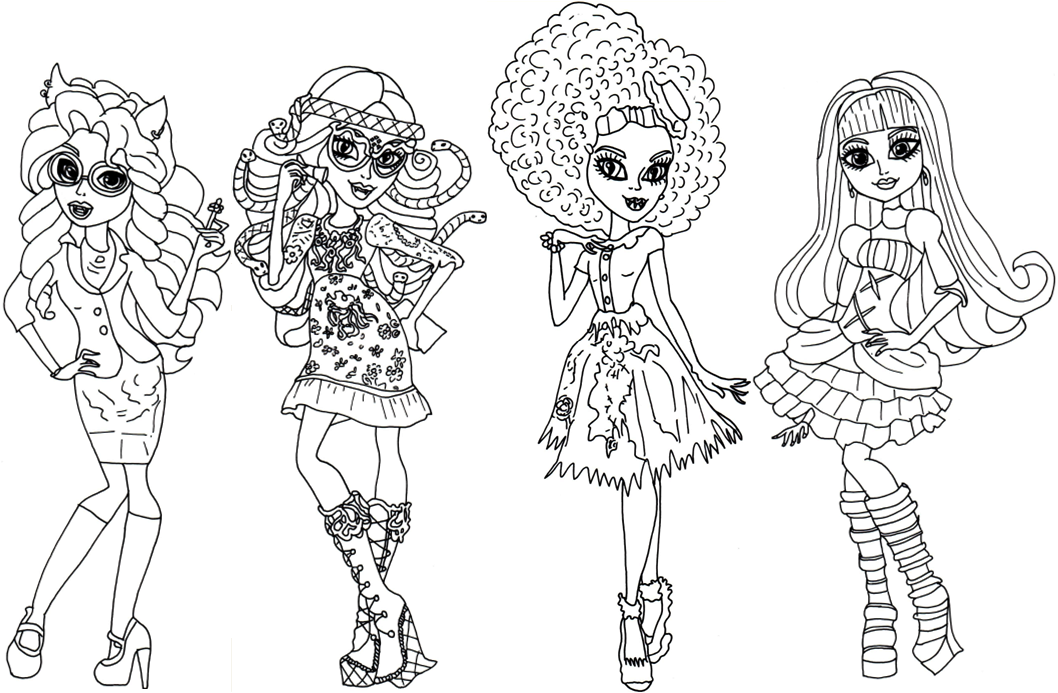 Monster High Characters Coloring Pages 1058x693 Monster High Characters Coloring Pages