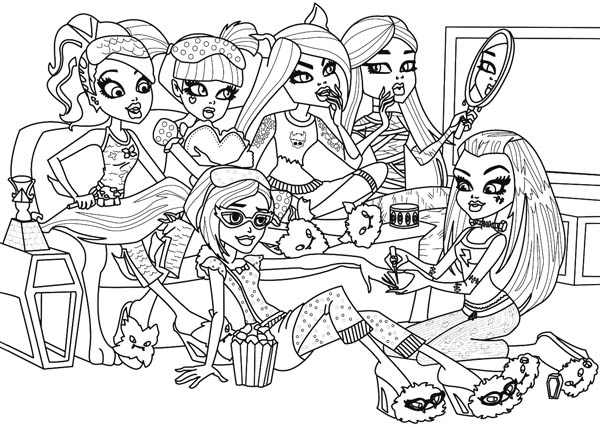 Draculaura And Friends Hang Out Together In Monster High Coloring 600x427 Draculaura And Friends Hang Out Together In Monster High Coloring