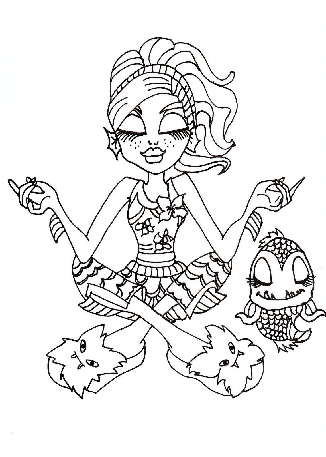 1144x1600 Free Printable Monster High Coloring Pages Lagoona And Neptuna