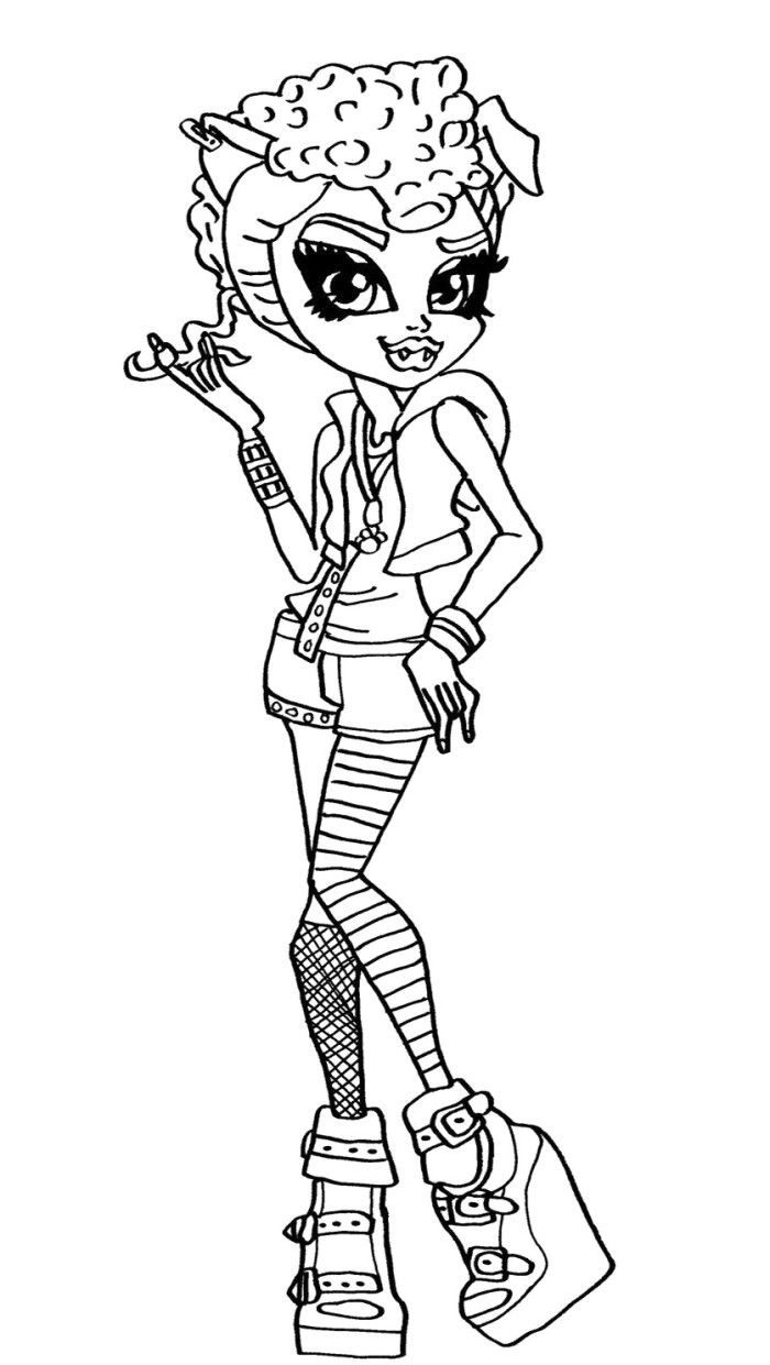 700x1241 Monster High Howleen Wolf Posing Coloring Pages
