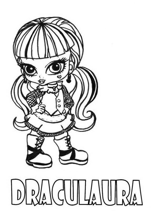 575x800 Draculaura Little Girl Monster High Coloring Page