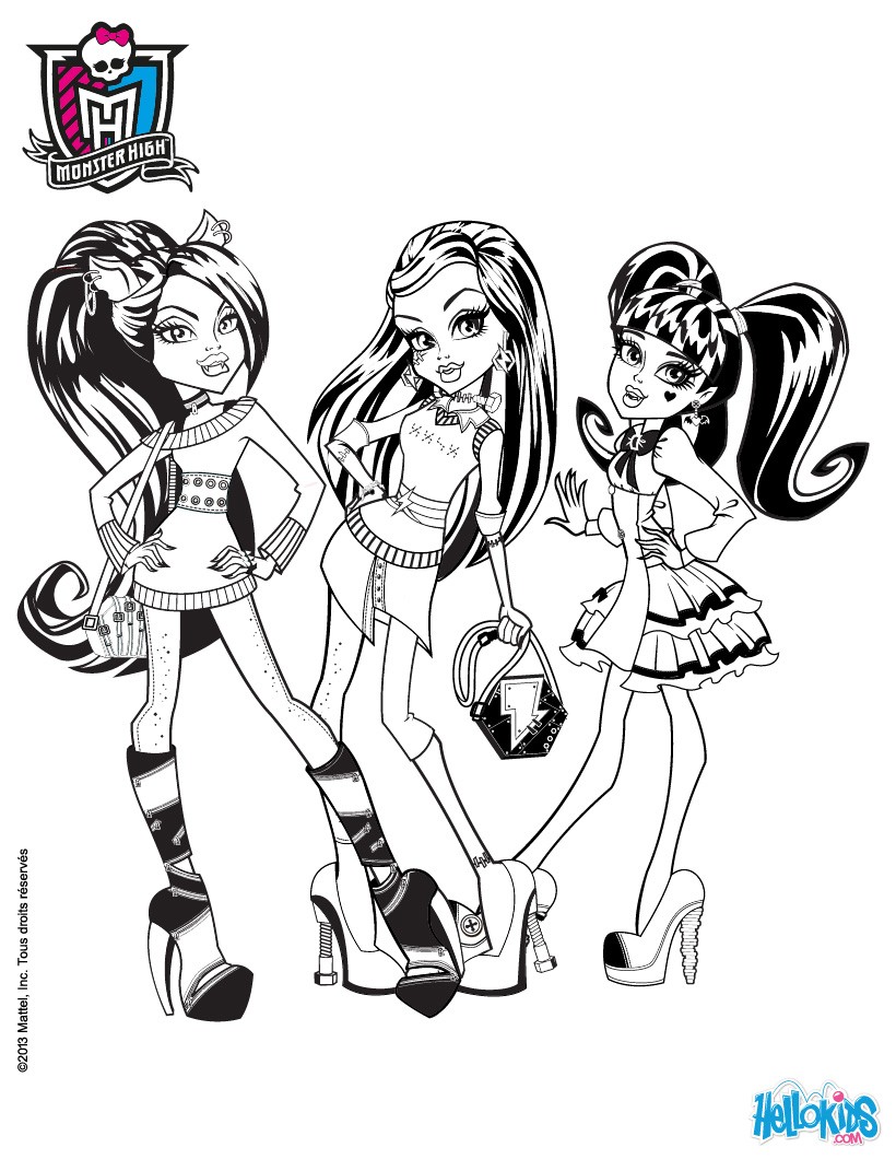 820x1060 Clawdeen, Frankie And Draculaura Coloring Pages