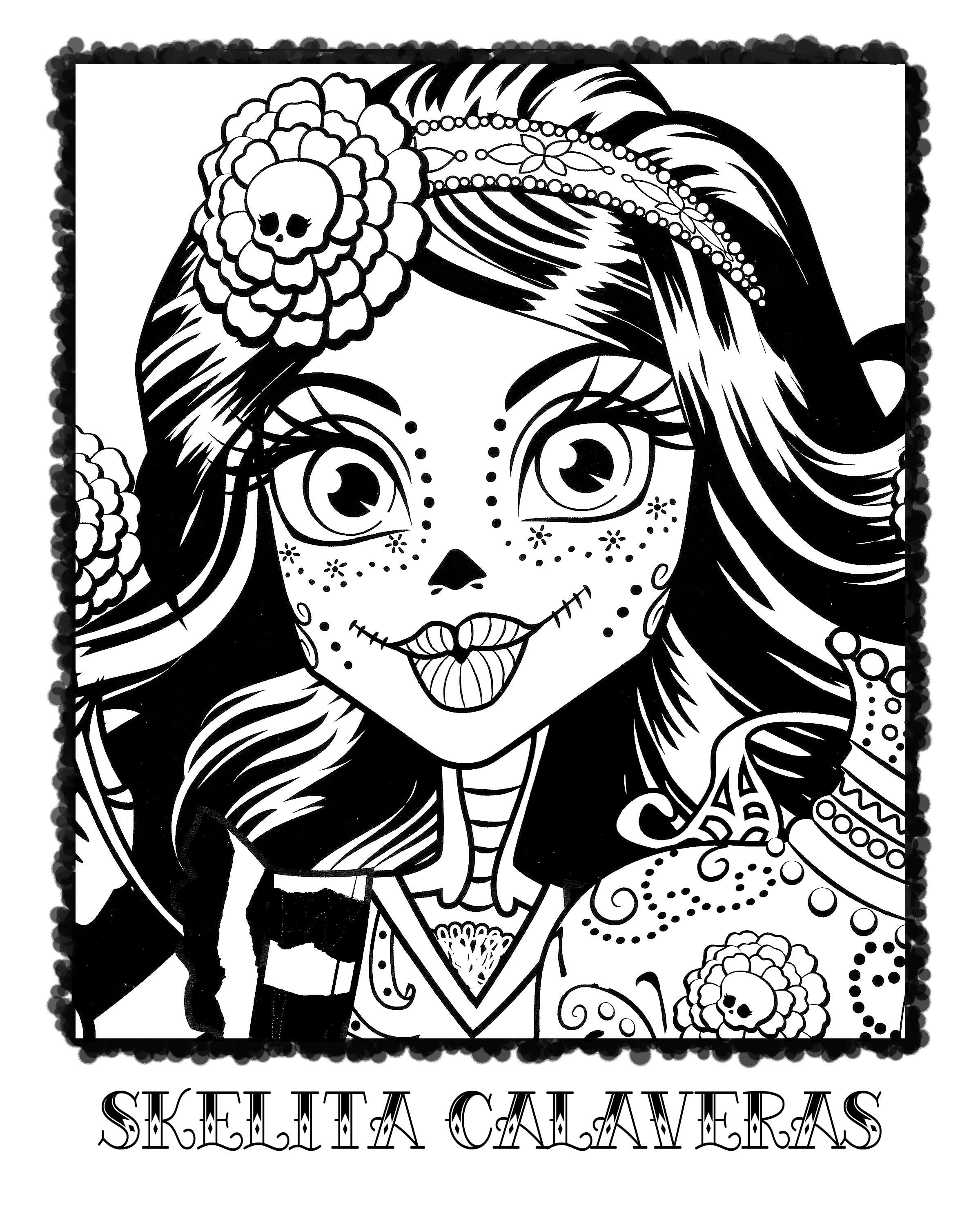 2400x3000 Skelita Calaveras Colouring Page (Coloring Page) Birthday Party