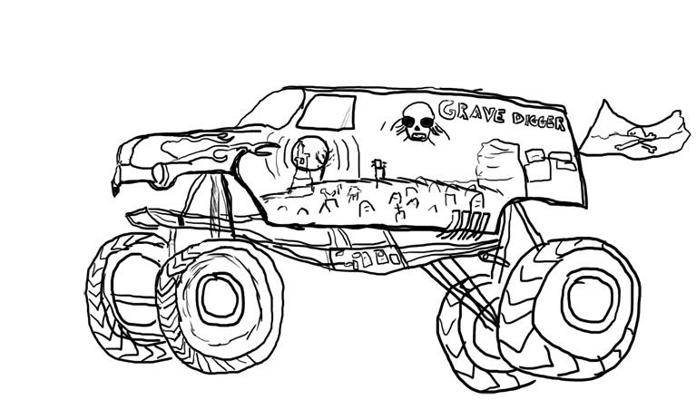 Grave Digger Coloring Pages Drawn Truck Grave Digger Monster Truck 767x452 Grave Digger Coloring Pages Drawn Truck Grave Digger Monster Truck
