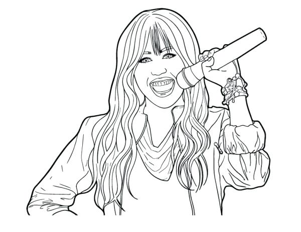 600x463 Hannah Montana Coloring Pages Hold Microphone In Coloring Page