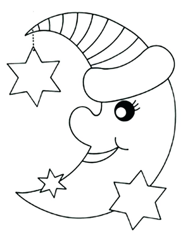 Stars Moon Sun Coloring Pages Printable Free