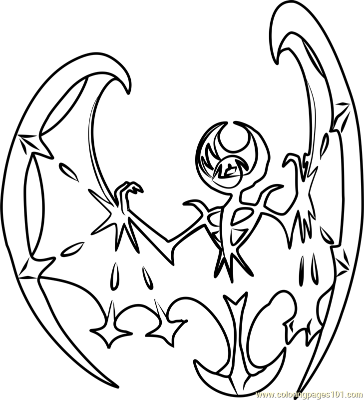 Lunala Pokemon Sun And Moon Coloring Page 729x800 Lunala Pokemon Sun And Moon Coloring Page