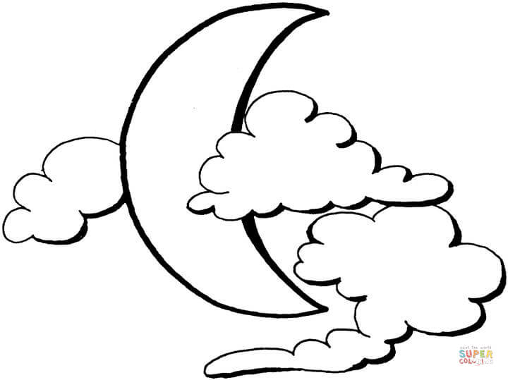 Moon And Cloud Coloring Page 720x539 Moon And Cloud Coloring Page