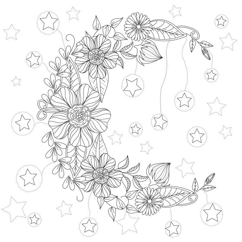 Floral Moon Coloring Page Design Ms Adult Coloring Pages 800x800 Floral Moon Coloring Page Design Ms Adult Coloring Pages