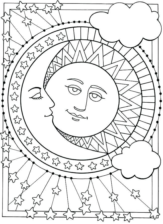 650x893 Moon Coloring Pages Preschool Sunflower Sun And Adult Free Colorin