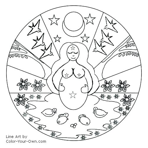 500x500 Sun And Moon Mandala Coloring Pages Summer Mandalas Baseball Page