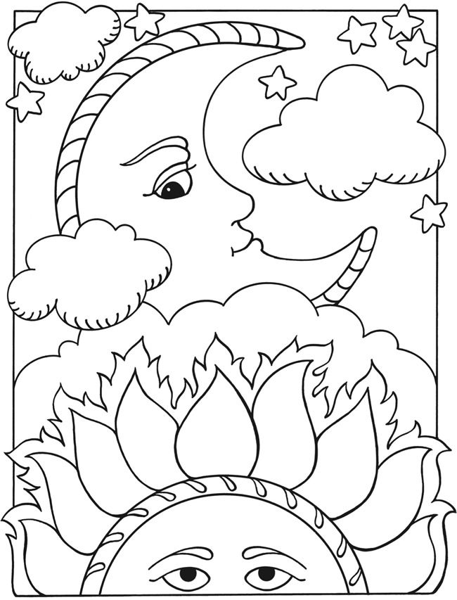 650x853 Sun Moon And Stars Coloring Page