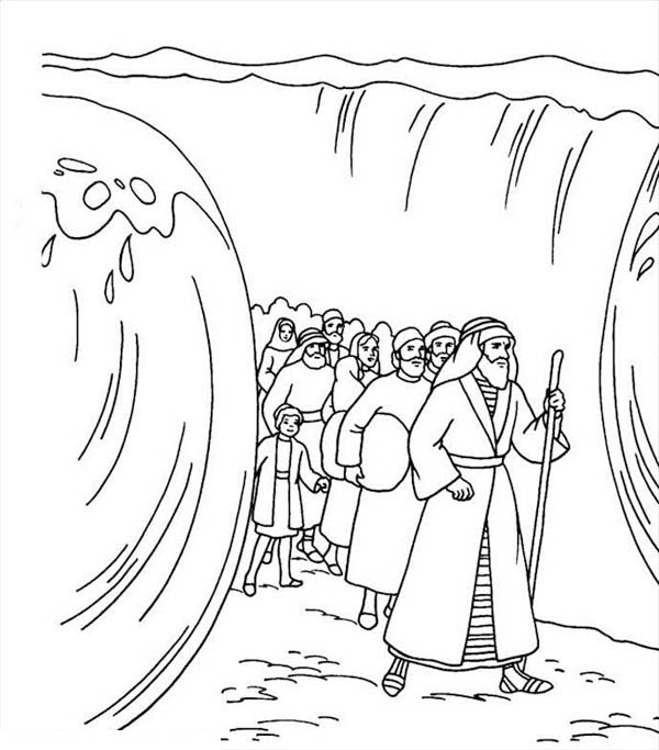 600x683 Moses Divide Red Sea Coloring Page Color Luna