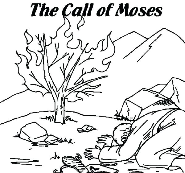 Moses And The Burning Bush Coloring Page 600x561 Moses And The Burning Bush Coloring Page