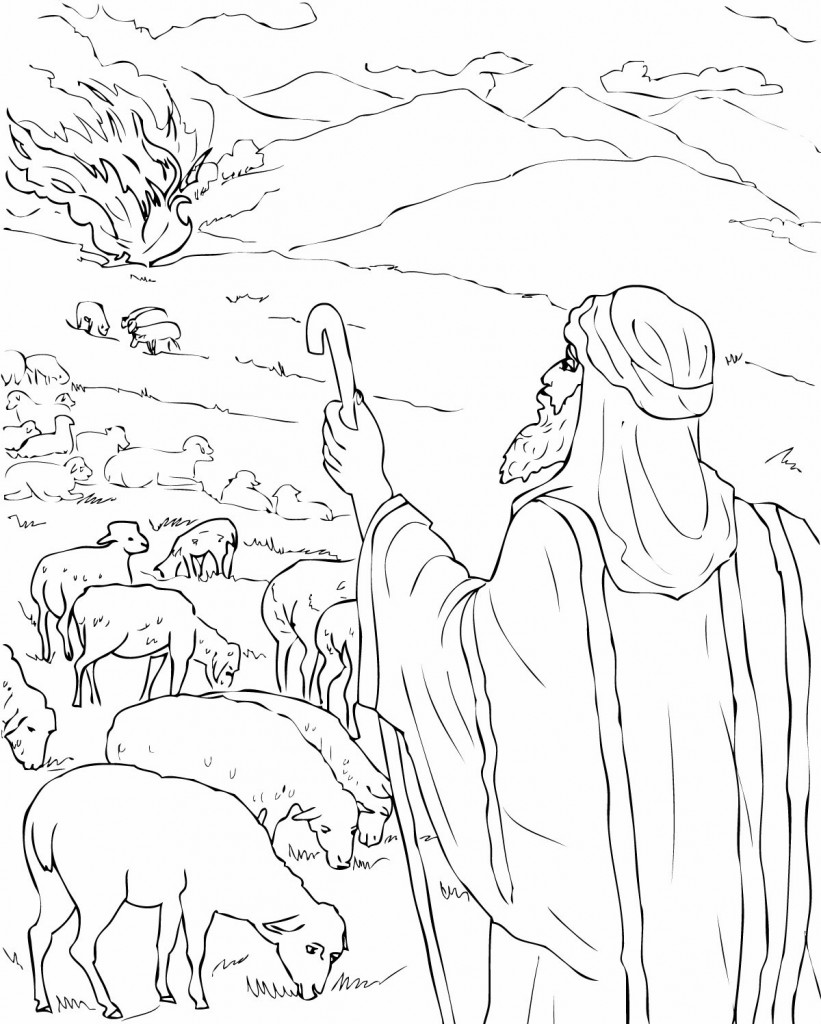 Awesome Moses And The Burning Bush Coloring Pa 821x1024 Awesome Moses And The Burning Bush Coloring Pa