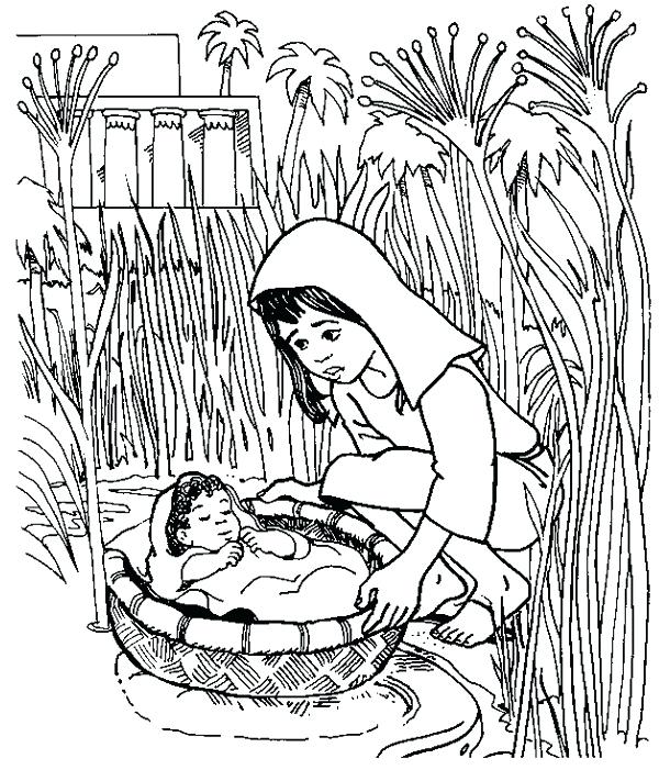 600x701 Coloring Pages And The Burning Bush Coloring Pages Baby Moses