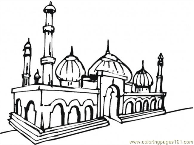Beautiful Mosque Coloring Page 650x485 Beautiful Mosque Coloring Page