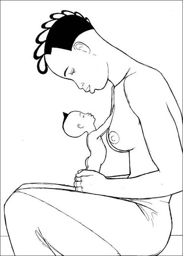 607x850 Baby Kirikou And His Mother Coloring Pages